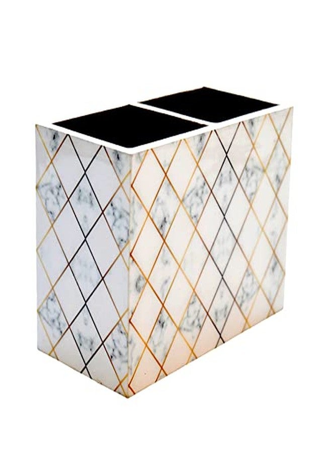 Tranquil Square Handcrafted Premium Finish Glossy Grey Stone Design Two Rack Cutlery Stand Dinning Essentials - Image 5